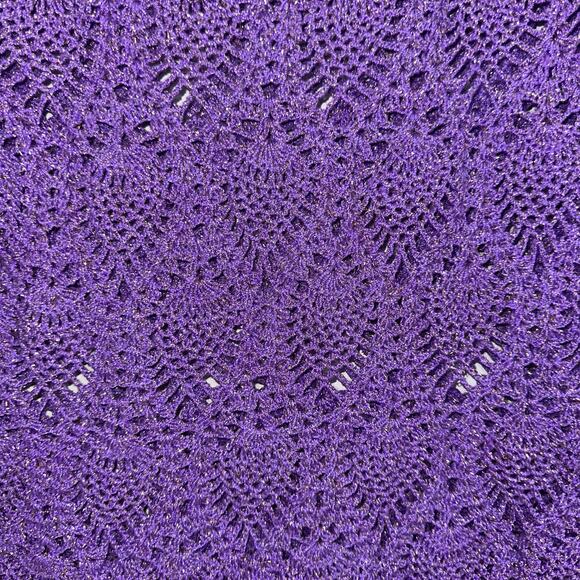 Handmade Crochet Purple Sparkle Pineapple Pattern Short Sleeve Top Size Medium - Picture 3 of 7